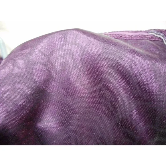 Plaxtex 18 hour Purple Plum Majestic Wireless Shoulder Comfort Bra Floral 44C - Picture 2 of 5